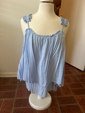 Hayden Light Blue Ruffle Strap Swing Cami